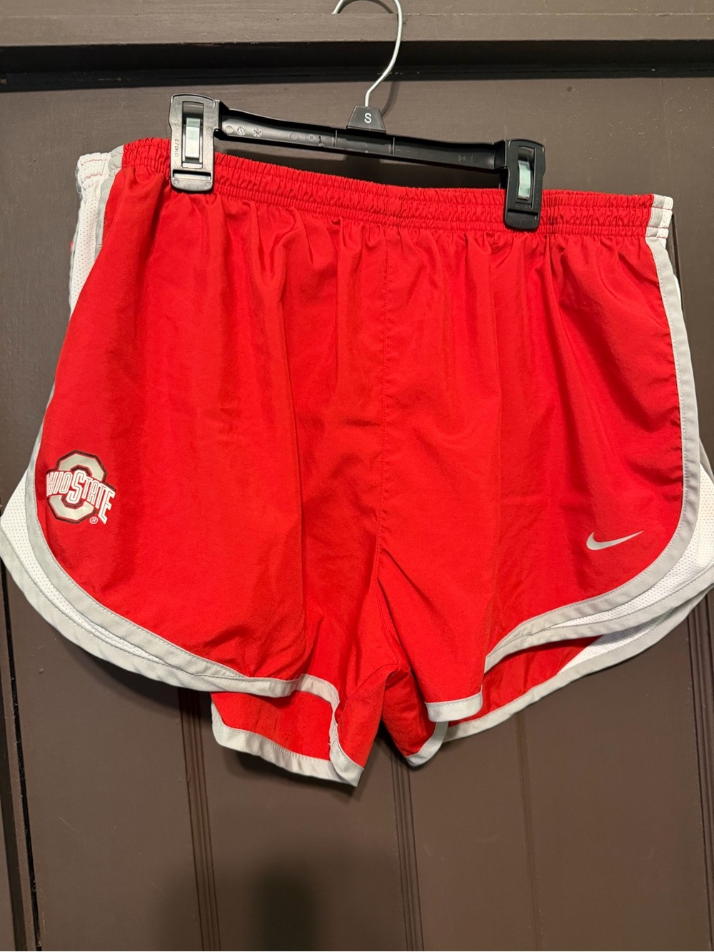 Nike Women's Red Athletic Running Shorts with White Trim
